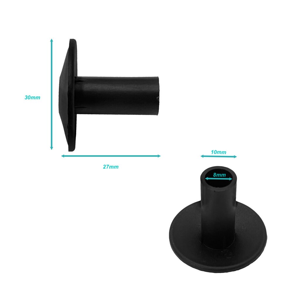 PASAMURO-N - Negro Plastico Diameto int7,6/10mm para pasar Cable por muro-26mm