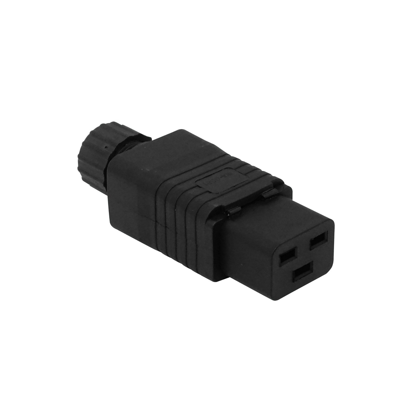 DHV - Enchufe Hembra C19 Volante 16A Negro para UPS de alta potencia