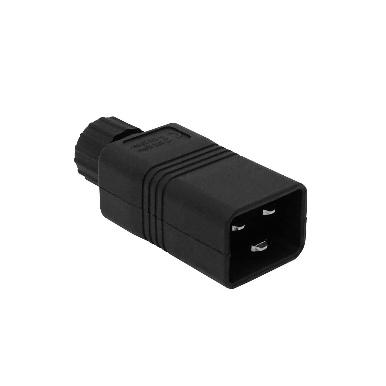 DMV - Enchufe Macho C20 Volante 16A Negro para UPS de alta potencia