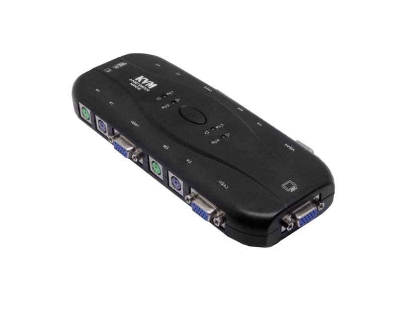 KVM-K04S - KVM 4-PS2-VGA requiere-Cables no-inc-Fuente-Poder/5-9VDC/100mA