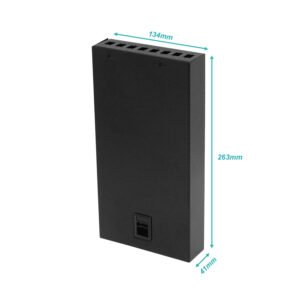 BOX-8 - 12-Manguito 2-Entr 8-CL-Rectangular IP20 Caja Metalica Negra Fibra NAP